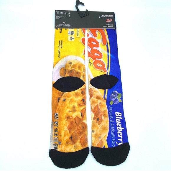 New Odd Sox Eggo Blueberry Waffles Crew Socks 6-13 - Picture 3 of 5